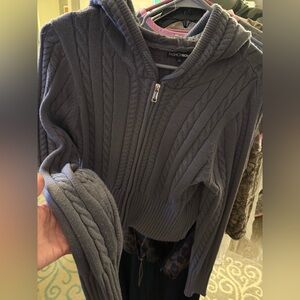 Fashion Nova Charcoal Cable Knit Hoodie